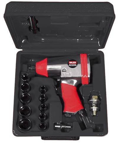 Valex Avvitatore Pneumatico ad Impulsi con Bussole, Rosso, 1/2 Attacco Quadro, in valigetta