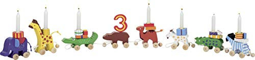 goki GK108 Geburtstagskarawane, 70 cm, 14-teilig, Holz, mit Zahlen 1–6, farbenfroher Geburtstagszug für Festliche Tischdekoration