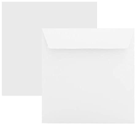 Paper24 25 quadratische Briefumschläge 125 x 125 mm, 12,5x12,5 cm, 120 g/m² mit Haftstreifen Farbe: 00 Weiß