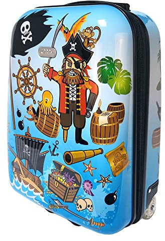 Karry Kinder Kinderkoffer Koffer Reisekoffer Trolley Hartschalen Handgepäck Jungs LED Skater Rollen Pirates Piraten 819