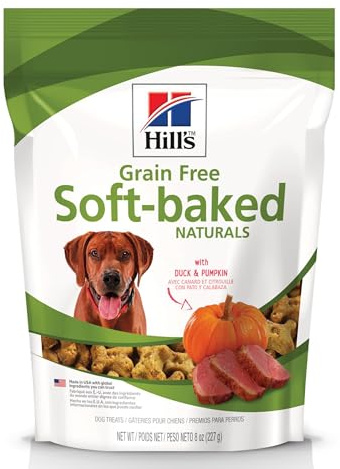 Hill's Grain Free Soft Baked Naturals, All Life Stages, Great Taste, Dog Treats, Duck & Pumpkin, 8 oz Bag