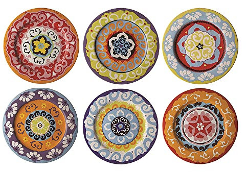 Rose & Tulipani Teller, mediterraner Stil, bunt, 6 Verschiedene Teller