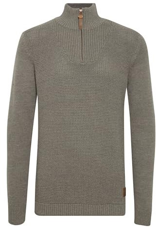 !Solid SDTommy Herren Strickpullover Troyer Feinstrick Pullover mit Troyerkragen Rippbündchen Baumwollmischung Regular fit, Größe:XL, Farbe:Grey Melange (8236)
