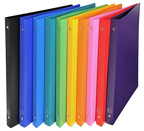 Exacompta - ref. 51199E - 1 flexible OPAK binder - 4 round rings, diameter 15 mm - Spine 20 mm - External dimensions: 32 x 25 cm - A4 file format - 10 random colors