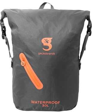 geckobrands Lightweight 30L Waterproof Backpack - Lightweight Watertight Outdoor Bag Hiking Traveling Light Water Activities
