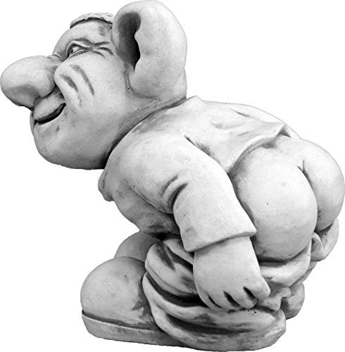 gartendekoparadies.de Lustiger Troll Modell Leck Mich!'', Höhe 24 cm, Grau, 8 kg, Figur aus Steinguss frostsicher für den Außenbereich