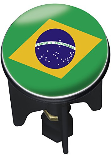 Wenko 21512100 Waschbeckenstöpsel Pluggy FUßBALL WM Brasil Brasilien Abfluss-Stopfen, Messing, Kunststoff, Durchmesser 3.9 x 6.5-9.5 cm