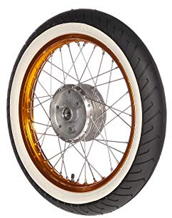 Completo – – Rueda delantera 1,5 x 16 pulgadas – Llantas de aleación Naranja anodizado y pulido, Acero inoxidable radios – mitas de color blanco pared Neumáticos MC2 montado en