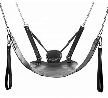 Leather Bondage Swing with Stirrups and Pillow