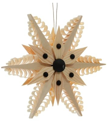 Träprydnad trästjärna natur – julgransprydnad – träsmycke – julgransprydnad – trä – handarbete från Erzgebirge – Diameter 11,5 cm – NY