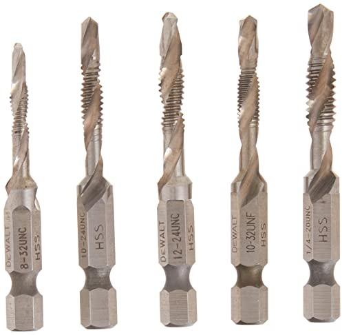 DEWALT Drill Tap Set, Impact Ready, 1/4-Inch, 5-Piece (DWADTQTR5SET)
