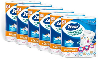 Zewa Wisch und Weg Riesen-Küchenrollen Design Küche und Co., 72 Blatt pro Rolle, 6er Pack (6 x 2 Rollen)