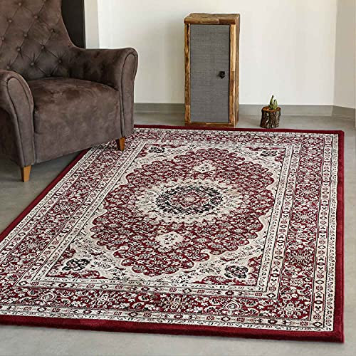 VIMODA Klassisch Orient Teppich dicht gewebt in Dunkel Rot, Maße:120 x 170 cm