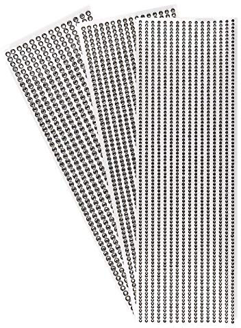 Ideen mit Herz Strass-Bordüren zum Basteln, selbstklebend, runde Schmucksteine, 3 Bogen mit Schmucksteinen à Ø 3mm, Ø 4mm, Ø 5mm | Glitzersteine, Kristalle zum Aufkleben (anthrazit)