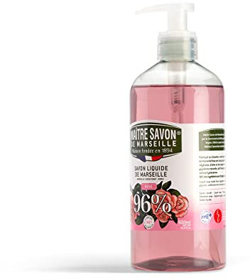 Maître Savon de Marseille- Savon de Marseille liquide a la Rose - 500 ml. 96% d'origine naturelle