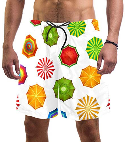 Eslifey Herren Strand Shorts Sommer Strand Regenschirme Muster Badehose elastisch Badeanzug Boardshorts für Herren, L Gr. XXL, multi