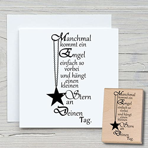 NEWSTAMPS Stempel Manchmal kommt ein Engel Motivstempel groß aus Holz & Gummi zum Karten basteln, Holzstempel, Sprüche, Spruchstempel, Textstempel, Schrift, Scrapbook, Textilstempel, Deko