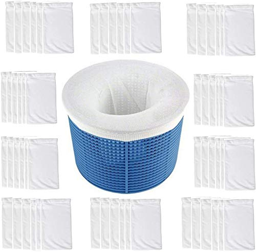 IIIHAT Pool Skimmer Socks Reusable Effective Pool Filter Basket Socks to Save Pumps, Filters, Baskets and Skimmers- The Ideal Sock/Net/Saver to Protect Your Inground or Above Ground Pool (50pcs)