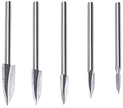 AIBAOBAO Brocas Para Grabado En Madera, Brocas de Precisión, 5 Piezas Juego de Brocas Carburo de Tungsteno para Bricolaje, Carpintería, Grabado, Tallado, Perforación y Rectificación, Principiantes