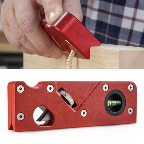 Multifunción Madera Cepillo, Cepillo Chaflán 45 Grados Contornos de Radio 1/8 3/16 1/4 Cepilladora Biseladora Cepillo Biselador Manual Con 2 Niveles de Burbuja, para Carpinteros (Rojo)
