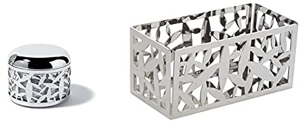 Alessi Cactus Formaggiera, Acciaio Inossidabile, Argento, 9.2 Cm & Msa29 Cactus! Contenitore Porta Bustine Di Tè O Di Zucchero In Acciaio Inossidabile 18/10 Lucido