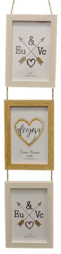 TIME HOME DEVELOPMENT Portafoto múltiple decorativo - Marcos de madera colgante de pared para 3 Fotos de 10x15 cm vertical (Rústico)