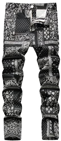 AIYINO Mens Biker Jeans Ripped Regular Straight Leg Stylish Denim Jeans All Waist 40 Drak Grey