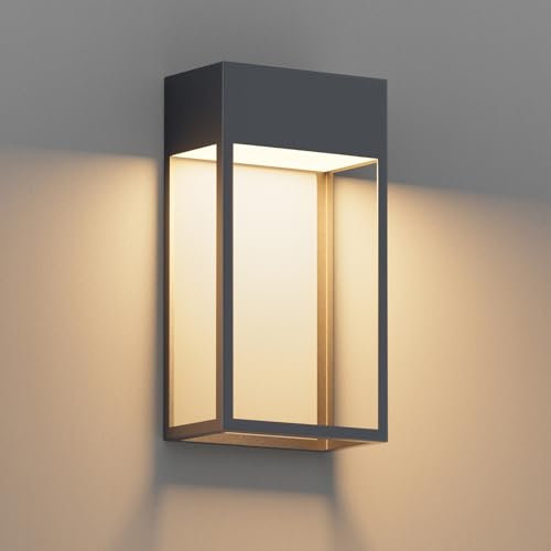 Klighten LED 24W Außenwandleuchte, 3000K Warmweiß Außenlampe, IP65 Wandleuchten Außen/Innen, Aluminium Wandlampe, Modern Außenleuchte,Aussenleuchte für Garten Terrasse Eingang, 1545 LM, Anthrazit