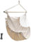 GOCAN Hammock Chair Large Hammock Swing, 110 x 150 cm Load 150 kg, Cotton Hammock Chair Metal Spread Bar Wide Seat Swing Chair (Beige)