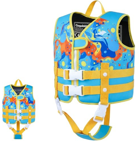 Gogokids Chaleco de Natación para Niños Chaleco Flotador para 1-9 Años Niños Niñas, Chaleco de Piscina con Tirantes Dobles Ajustables, Chaleco de Natación de Flotabilidad Fuerte para Aprender a Nadar