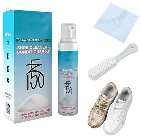 LINXINS Fz150 Shoe Cleaner, Whitening Cleansing Foam, Kit for White Shoes, Comes with Rag and Brush
