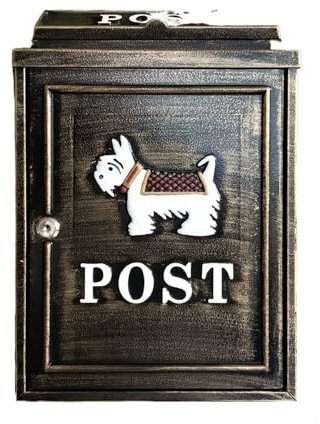 Boîte aux lettres Villa étanche à la pluie Boîte aux lettres anglaise à l'ancienne boîte aux lettres d'extérieur (doré antique)