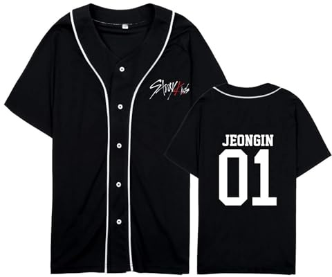 YiJee Stray-K T-Shirt de Baseball – Cardigan d'été pour Les Fans de Kpop, Stay et Les Amateurs de Groupe, Noir-5., XL