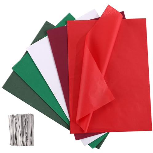 Kesote Sidenpapper jul origami papper 300 transparent papper 24 x 17 cm pysselpapper 5 färger vikpapper pyssel färgpapper juldekoration röd grön brun vit
