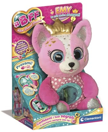 Clementoni - BFF Emy - Mon Amie des Secrets, Peluche Interactive avec Module Électronique et Effets Lumineux, Jeu pour Enfants 4-6 Ans pour Enregistrer des Messages et Cacher des Trésors, 16680
