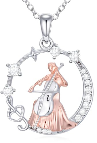 HARMONY BOLA Collier en argent sterling 925 avec pendentif en forme de violoncelliste Cadeau d'anniversaire pour femme et fille