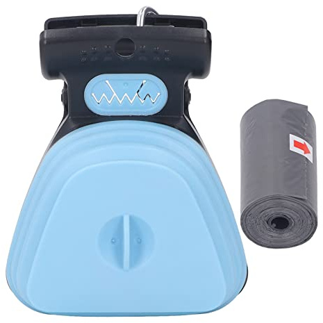PxQuerantic Paletta portatile per escrementi di cani, pulitore portatile per rifiuti di cuccioli, paletta sanitaria espandibile con sacco per immondizia, design in plastica leggera per cani (Blu)
