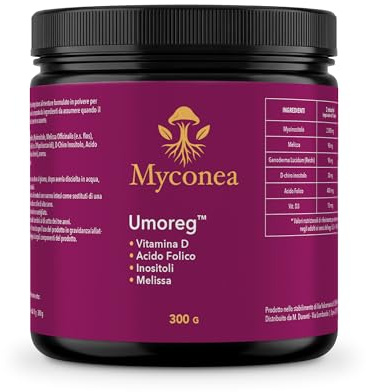 MYCONEA Umoreg™ | Inositoli Donna 40:1 | Mio Inositolo e D Chiro Inositolo, Melissa e Reishi | Equilibrio Ormonale Femminile e Regolarità Del Ciclo | Con Acido Folico e Vitamina D3 | Polvere 300g