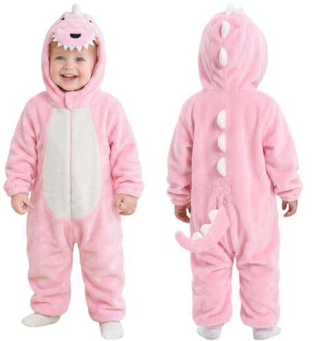 Alaoo Baby Djursparkdräkt, baby sparkdräkt med huva spädbarn | Dinosauriedräkt med huva för barn, lämplig för karneval, halloween, fest, rollspel