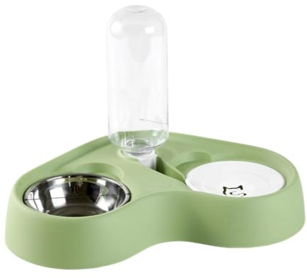 Wyhqgn Gamelle pour Chien avec Base Antidérapante et Amovible en Acier Inoxydable, Idéale pour Les Chiens de Petite et Moyenne Taille, Vert