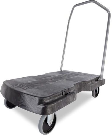 Rubbermaid Commercial Products Triple Trolley Folding Handle Dolly/Cart/Platform Truck with wheels, 500 lbs Capacity, for Moving/Warehouse/Office