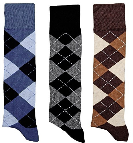 krautwear® Lot de 3 paires de chaussettes d'équitation pour femme et homme - Motif à carreaux - Coton peigné à la main - Taille large - Multicolore - 43-46