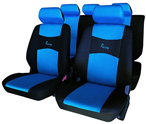 Carfactory - Juego de fundas para asientos de coche universales, modelo IMOLA, color azul, 9 piezas.