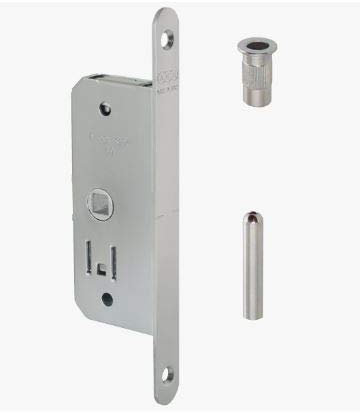 Kit duetto Serratura Agb da infilare per porte pieghevoli a libro. Colore acciaio cromo opaco entrata mm.30.frontale 16x168