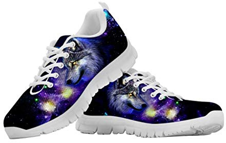 chaqlin Galaxy Wolf Sneakers for Women Men Causal Low top Walking Jogging Footwear Lightweight Sport Running Shoes Size 38 EU