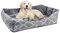 INTIRILIFE Flauschiges Haustierbett mit doppelseitigem Innenkissen in Blau-Grau - Größe 45 x 35 cm - Weiches rundes rutschfestes Hundebett Katzenbett Kissen Komfortables Hundesofa Katzensofa