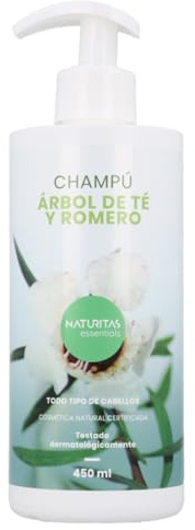 Champú Árbol de Té y Romero | 450 ml | Naturitas Essentials | Champú natural con aloe vera | vegano sin siliconas sin parabenos