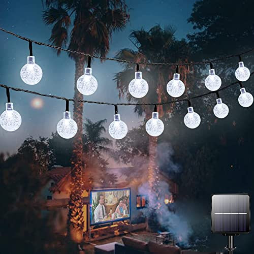 Lezonic Solar String Lights, 12M/39Ft 100LED Solar Fairy Lights, Garden Lights Waterproof 8 Modes Decorative Lighting for Garden Patio Gazebo Yard Balcony Tree Wedding Party (Clear White)
