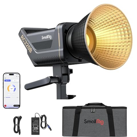 SMALLRIG RC 220B 220W COB Video Light, Bi-Color 2700K-6500K 84500Lux Continuous Output Light mit 9 Lichteffekten, CRI 95+ Bowens Mount Light mit App-Steuerung, RC 220B RC220B - 3621