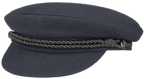 HAMMABURG Elbsegler Blu da Uomo – Tradizionale Cappello da Marinaio con Fodera Interna – Berretto in Tessuto Stile Elbsegler con Visiera e Bottoni – Made in EU